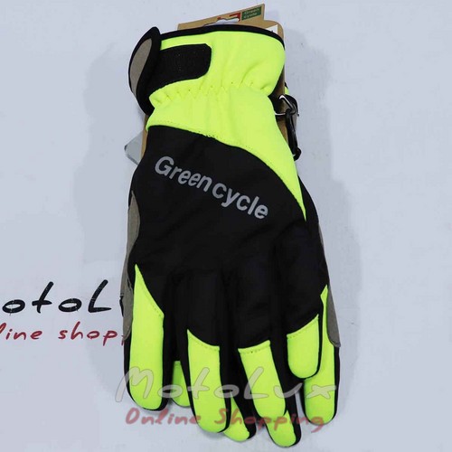 Gloves Green Cycle NC-2582-2015 Winter with closed fingers, size S, black n green