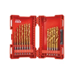Set of drills for metal Milwaukee RedHEX HSS G TiN, 19 items