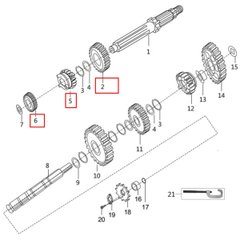 Gears of a primary shaft for the Bajaj Boxer BM150X motorcycle, PF551200/551201/551202