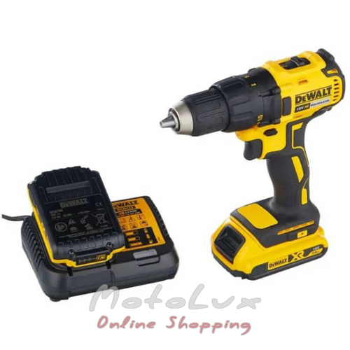 Cordless drill-screwdriver DeWALT, brushless XR-Lion 18B, 2 Ar, 65 Nm, 500-1750 rpm