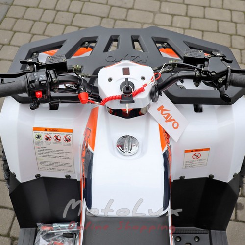 Квадроцикл детский Kayo Bull AU125, белый с оранжевым