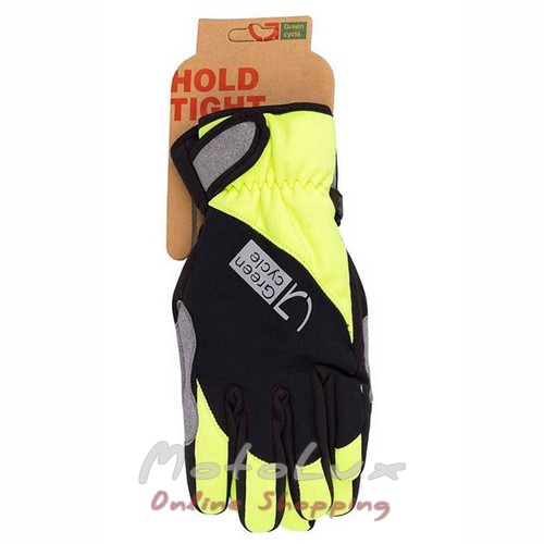 Перчатки Green Cycle NC-2582-2015 Winter с закрытыми пальцами, размер XL, black n green