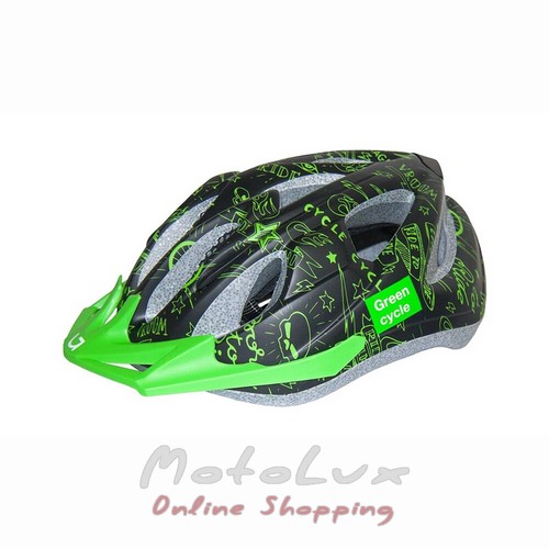 Шлем подростковый Green Cycle Fast Five (50-56 см) black n green