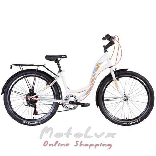 Bicykel Discovery 24 Kiwi, rám 14, white-orange with blue, 2021