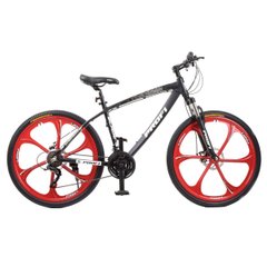 Hot bike T26BLADE 26.1 W, wheels 26, aluminum frame 17, Shimano 21SP, cassette, alu. DB, magn. disk, black and red