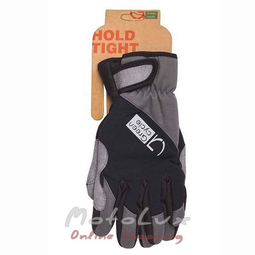 Gloves Green Cycle NC-2582-2015 Winter with closed fingers, size S, black n grey