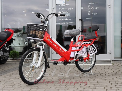 Electric bicycle Alisa Lux, wheel 22, 350 W, 60 V, red