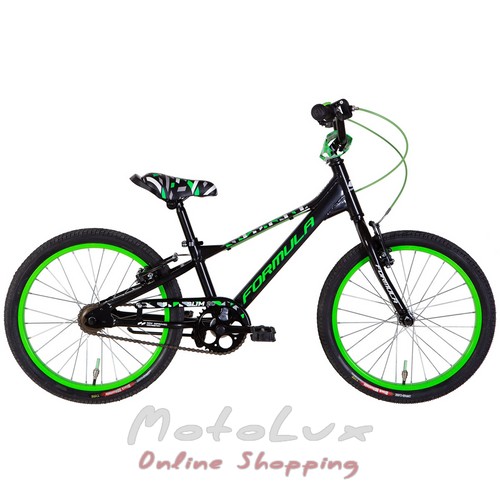 Детский велосипед Formula 20 Slim, рама 10, AL, black n green, 2022