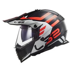 LS2 MX436 Pioneer Evo Adventurer Motorcycle Helmet, Size M, Black with White