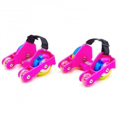 Heels rollers with a sliding system Record Flashing Wheel SK 6376, ABEC 7, four-wheel, pink
