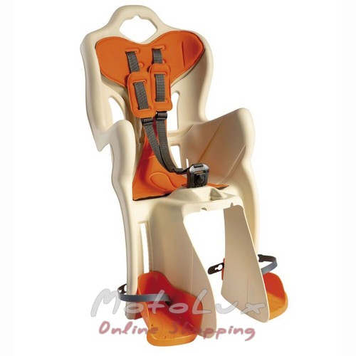 Сидіння заднє Bellelli B1 Сlamp, до 22кг, бежеве з помаранчевою підкладкою