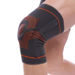 Elastic knee pad with fixing strap Sibote, size S M orange