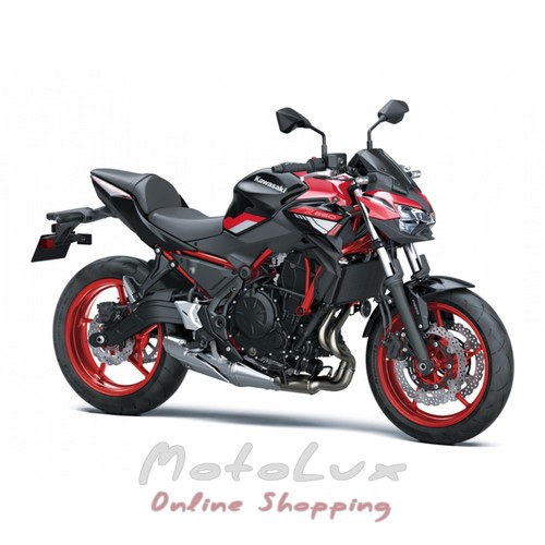 Kawasaki Z650 országúti motorkerékpár, fekete pirossal, 2024