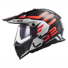 LS2 MX436 Pioneer Evo Adventurer Motorcycle Helmet, Size L, Black with White