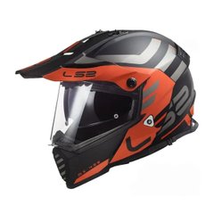 LS2 MX436 Pioneer Evo Adventurer Motorcycle Helmet, Size L, Black with Orange