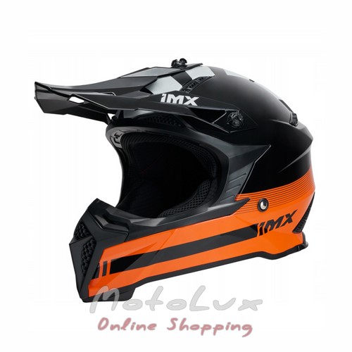 IMX FMX 02 motorcycle helmet, size S, black with orange