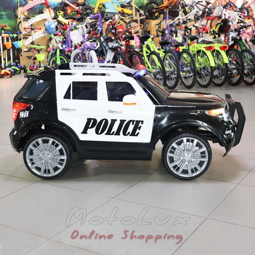 Дитячий електромобіль Джип M 3259 EBLR 1.2, Ford Police, колеса EVA, чорний з білим