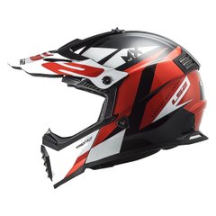 LS2 MX437 Fast Evo Mini Strike Motorcycle Helmet, Size S, Black with Red