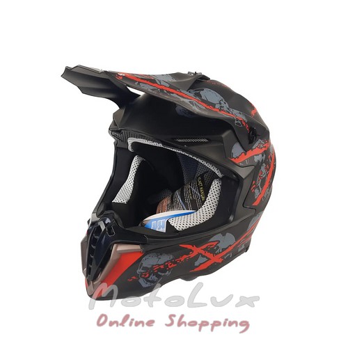 Motorcycle helmet Exdrive EX 806 Spider matte, size L, black with red