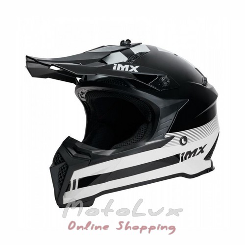 IMX FMX 02 motorcycle helmet, size L, black with white