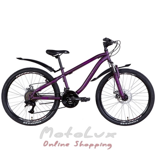 Підлітковий велосипед Discovery Flint AM DD, рама 13, колесо 24, 2022, black n purple
