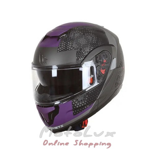 Motorcycle helmet MT Atom SV Adventure A2 Matt Grey, size S, gray with purple