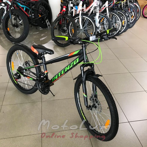 Велосипед Intenzo Forsage Disk 24, рама 11, black-green with orange