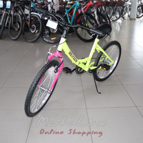 Gyermek kerékpár Neuzer Cindy 1S, kerekek 20, sárga, rózsaszín és piros