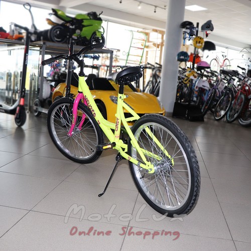 Детский велосипед Neuzer Cindy 1S, колеса 20, желтый с розовым и красным