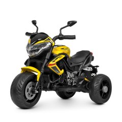 Дитячий мотоцикл М 4152EL 6, шкіряне сидіння, жовтий