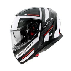 Motorcycle helmet MT Thunder 3 SV Carry Gloss Pearl White, size M, black with white