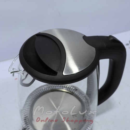Grunhelm EKG-1988 BS electric kettle glass (black) 1.7 l, disk 2200 W, LED backlight