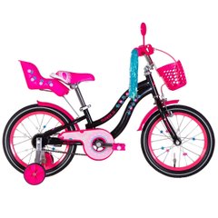 Gyermek kerékpár Formula 16 Flower Premium, váz 8.5, fekete n rózsaszín, 2022