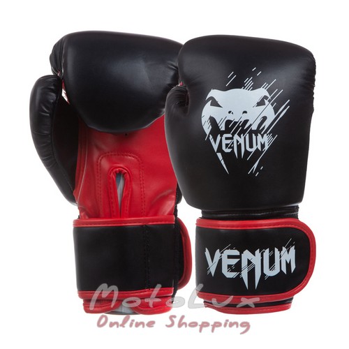 Перчатки боксерские на липучке PU Venum, черный