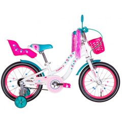 Детский велосипед Formula 16 Flower Premium, рама 8.5 ST, white n pink n turquoise, 2022