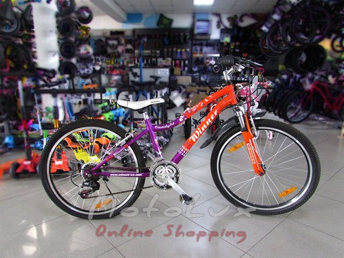 Подростковый велосипед Winner Candy, колеса 24,  рама 13, orange n purple