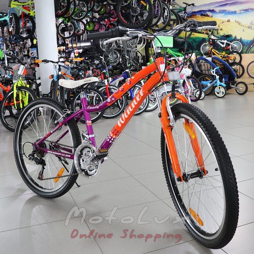 Bicykel pre teenegerov Winner Candy, kolesá 24,  rám 13, orange n purple