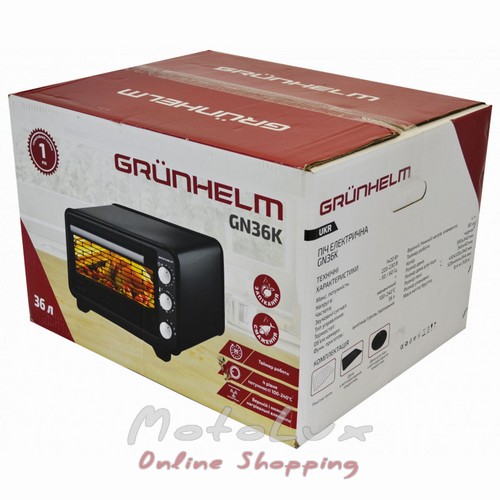 Электрическая печь с грилем Grunhelm GN36K, 36 л, 1420 Вт