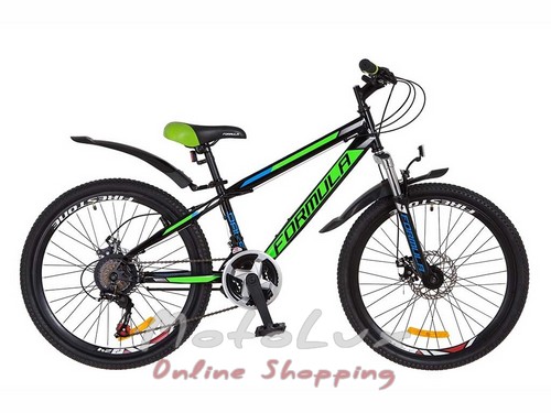 Підлітковий велосипед Formula Dakar AM 14G DD, колеса 24, рама 13, 2018, black n green