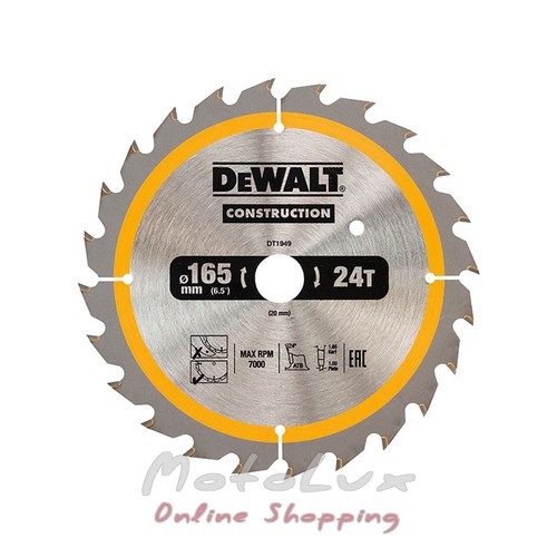 Диск пилковий DeWALT DT1946, Construction, розмір 136 на 10 мм, кількість зубів 16, геометрія зубів ATB