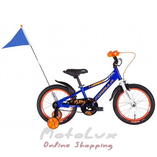 Детский велосипед Formula 16 Fury, рама 8.5 ST, blue n orange, 2022