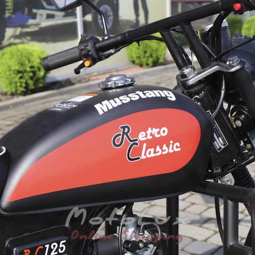 Мопед бензиновий Musstang Retro Classic 125, чорний з червоним