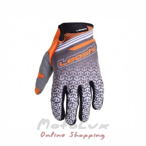 Leoshi MX motorcycle gloves, size M, gray with orange