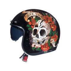 Мотошолом MT LE Mans 2 SV Skull & Rose Gloss, розмір M, чорний