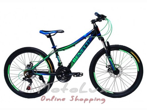 Teenage bicycle Benetti Forte DD, wheel 24, frame 13, 2019, black n green