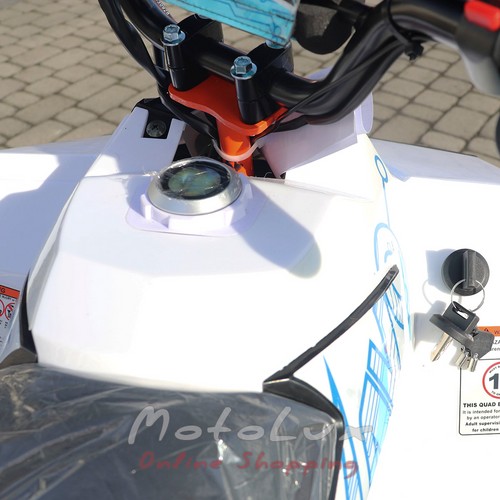 Kayo EA70 electric quad bike, white with blue