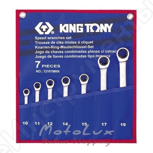 Набор гаечных ключей комби с трещоткой 7 штук (10-19 мм) King Tony