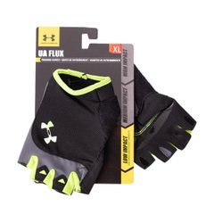 UAR WorkOut férfi Crossfit és Workout kesztyűk, L-es méretű, fekete lime zöld színnel