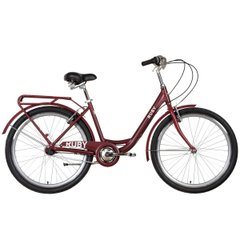 Міський велосипед Dorozhnik Ruby 26 PH, рама 17, темно червоний, з багажником, 2022