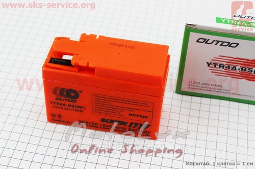 Аккумулятор-таблетка Outdo YTR4A-BS, 12V 2.3Ah, кислотный